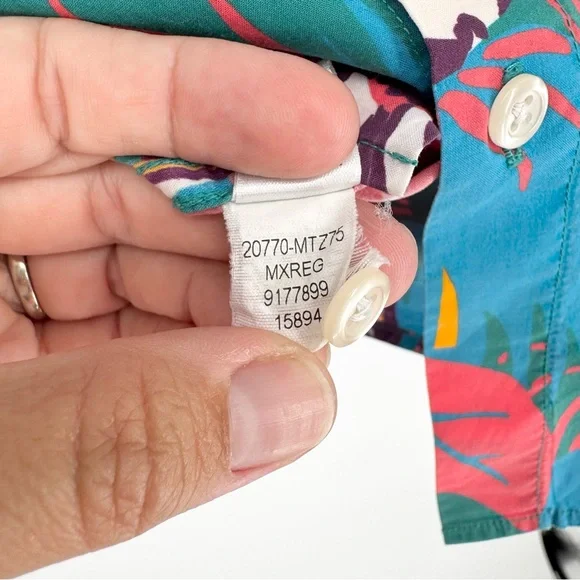 BONOBOS Coral Toucan Tropics Riviera Short Sleeve Button Down Shirt Blue Size M - Picture 11 of 11